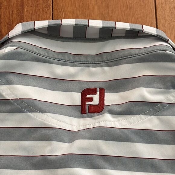 FootJoy Men's Gray Striped Polo Golf Shirt size L - Picture 7 of 9